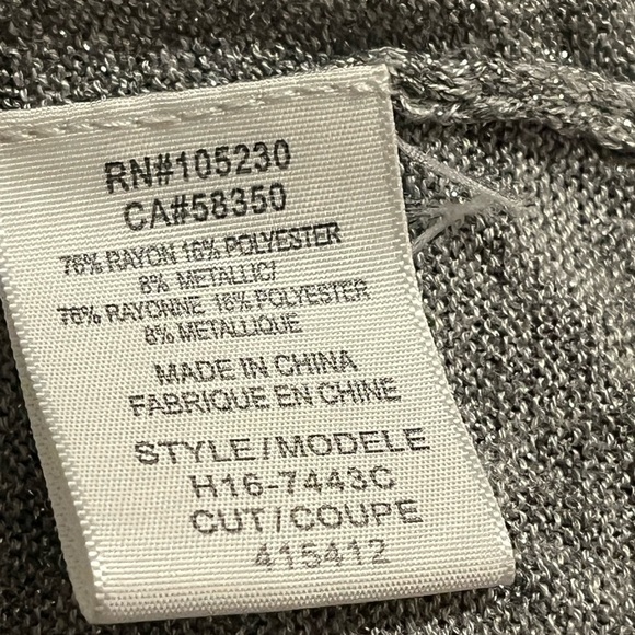 Joie grey & silver metallic asymmetric hem Sz M Tunic Light Sweater - Picture 6 of 7